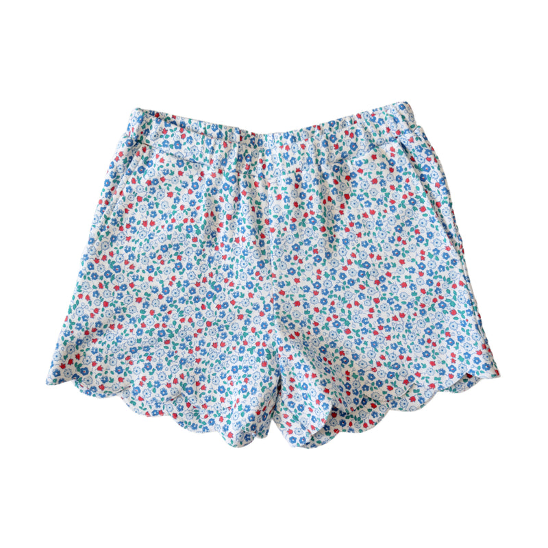 Scallop Girls Shorts - Patriotic Posies (Pre-order)
