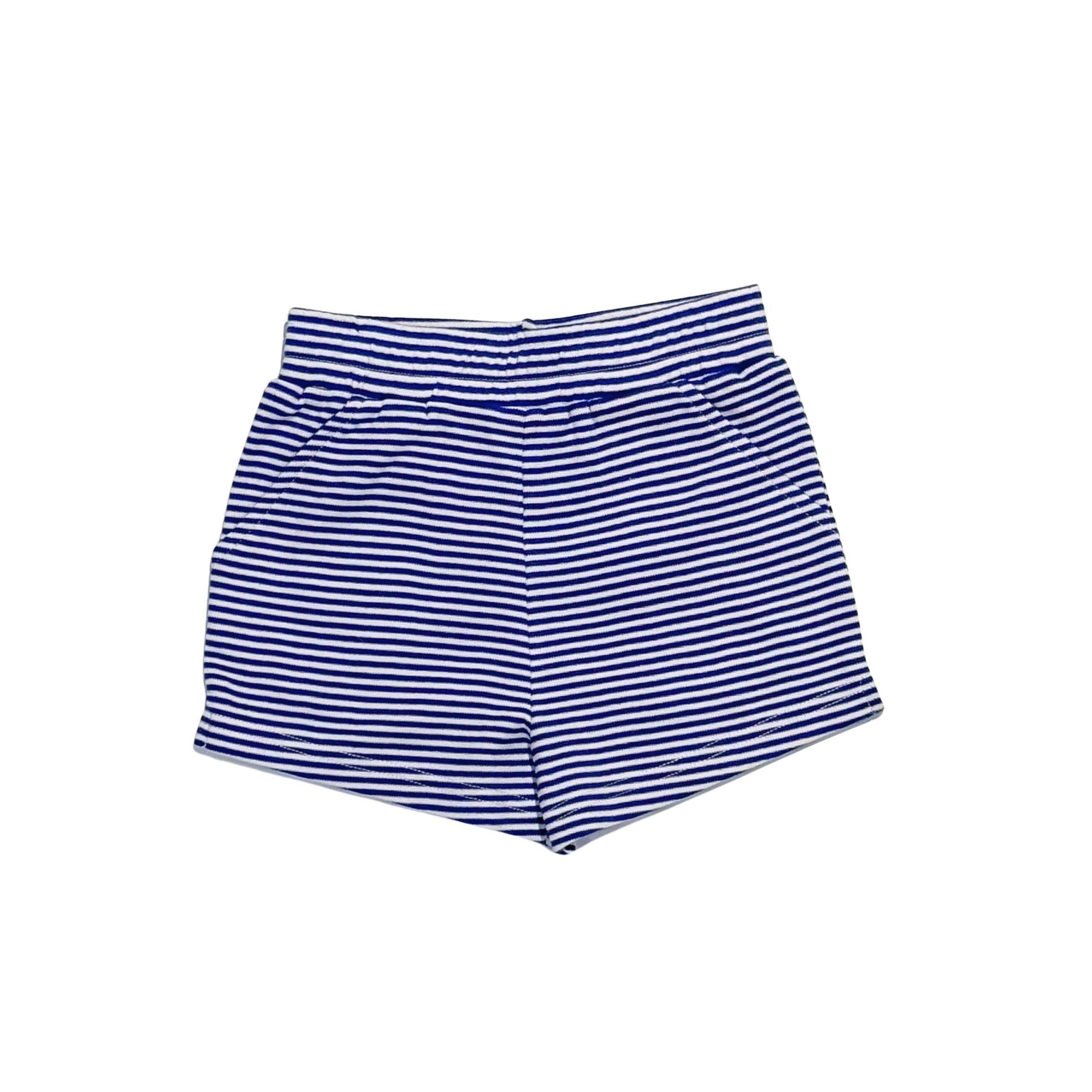 Boys Shorty Shorts - Royal Blue Stripe Knit- PRE-ORDER