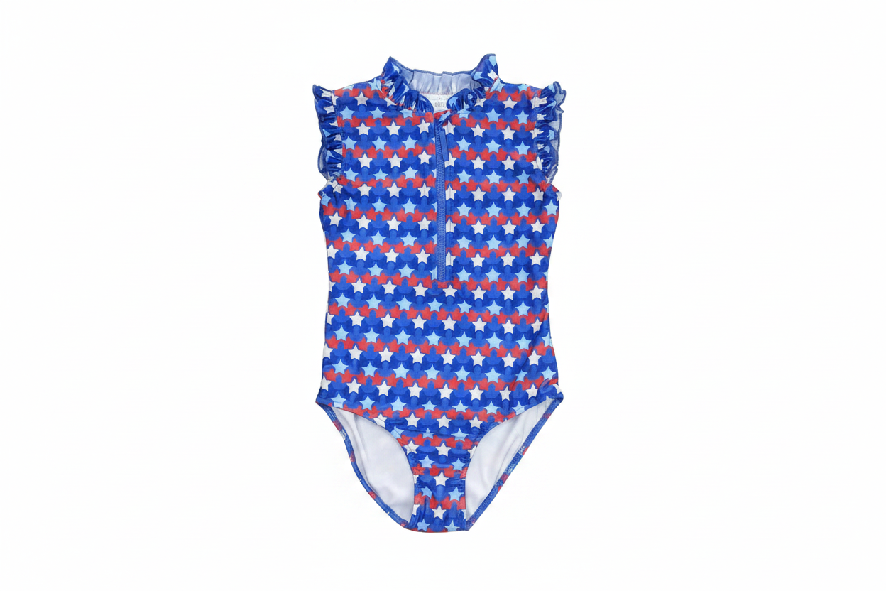 Sleeveless Rashguard Girls Swimsuit in Stars- PRE-ORDER