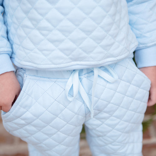 Quilted Jogger Pants - Light Blue