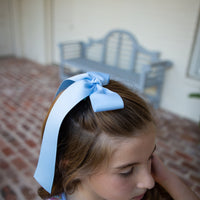 Girls Medium Hair Bow Ribbon - Light Blue