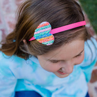 Headband - Bubblegum Pink with Stripe Heart