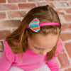 Headband - Bubblegum Pink with Stripe Heart