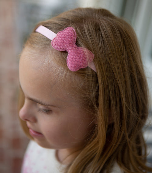 Bow Headband - Pink with Pink Fuzzy