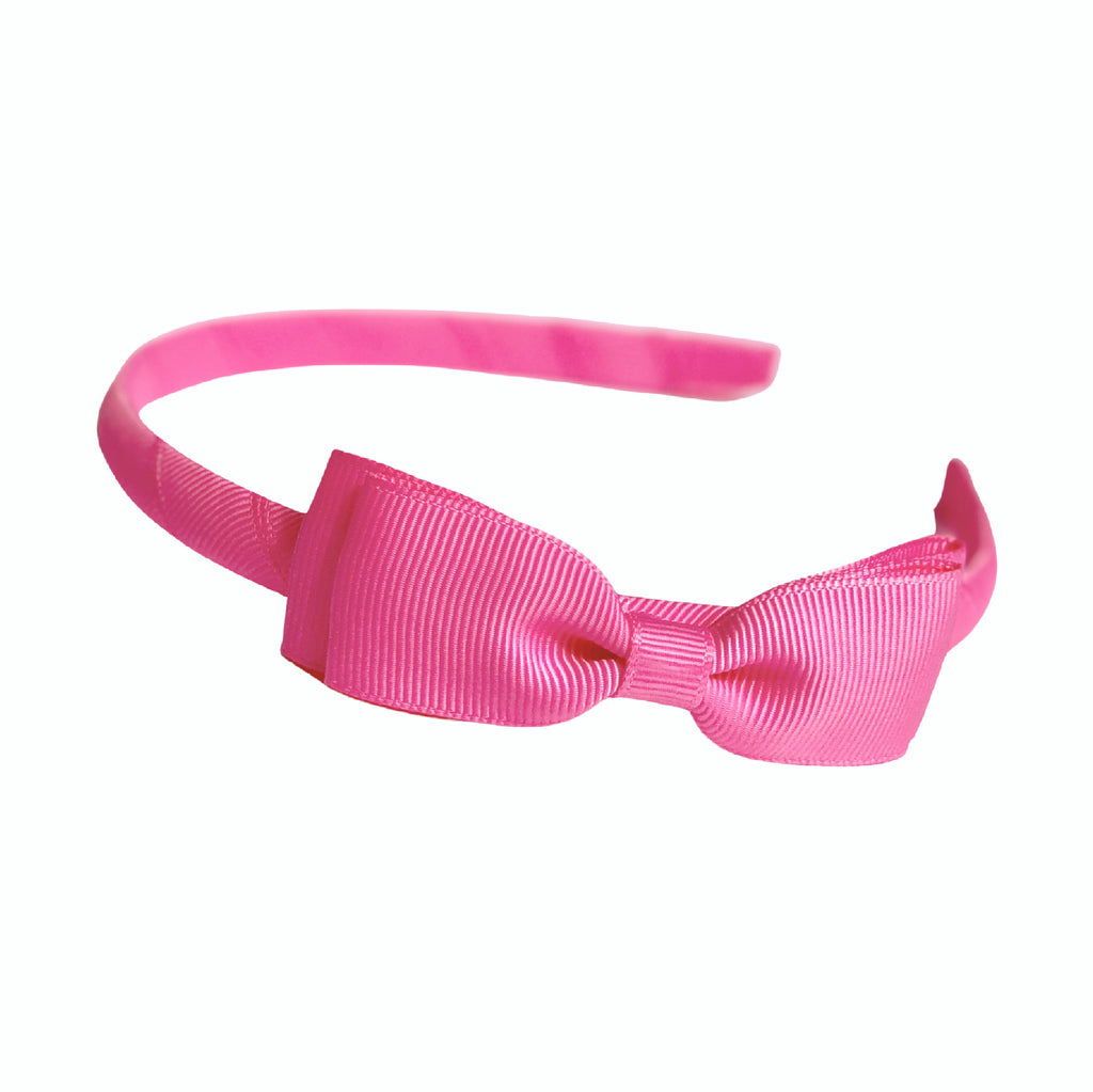 Ribbon Shoelace Bow Headband - Rose Pink