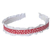 Double Ruffle Headband - Red with White Dot