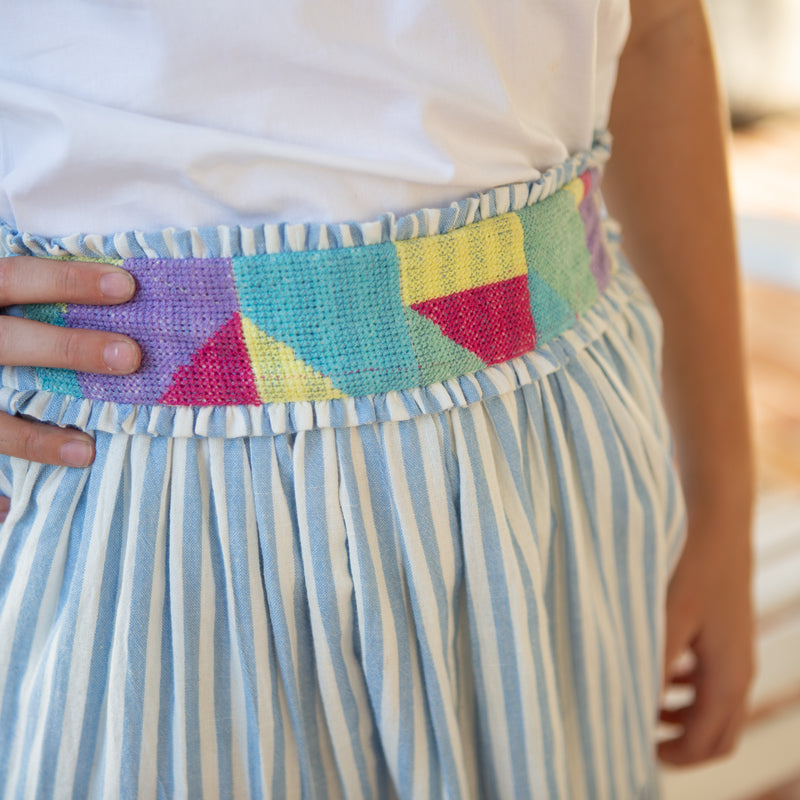 Jenna Girls Skirt in Chambray Stripe