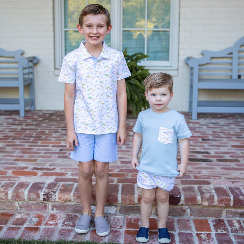 Holice Boys Shorts in Light Blue Oxford